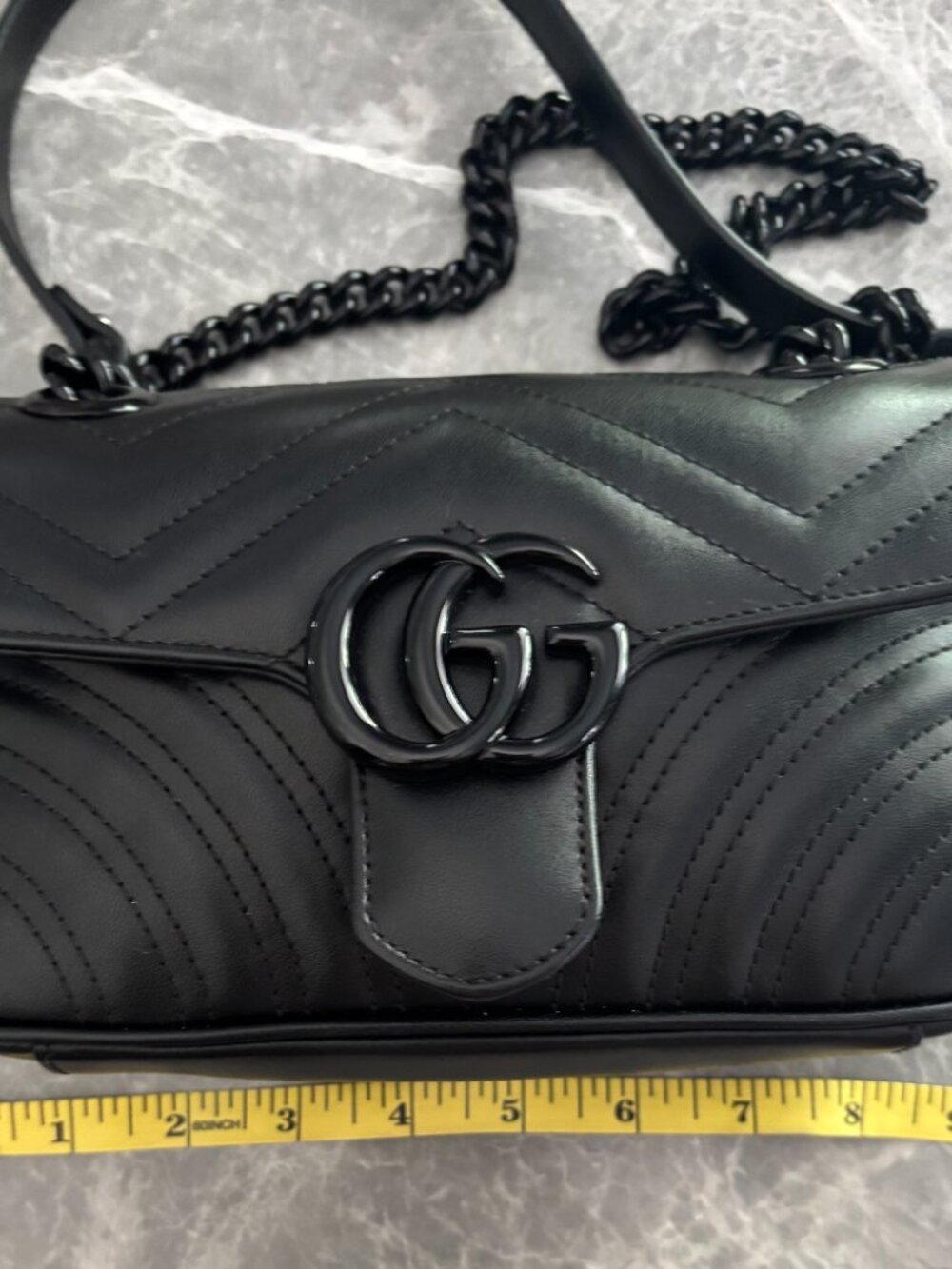 AUTHENTIC GUCCI MARMONT SMALL SHOULDER BAG- Glossy Black Hardware - Picture 13 of 13